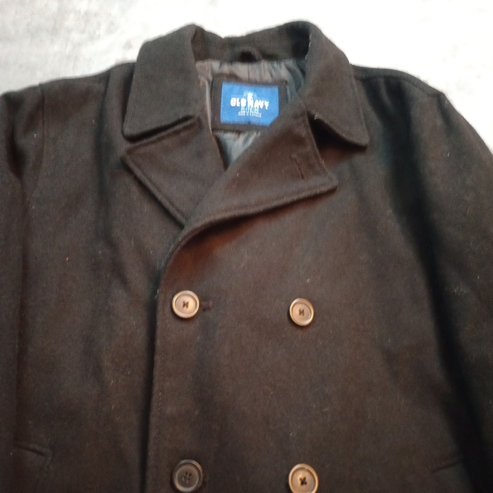 Old Navy Wool Blend Pea Coat Double Breasted Womens Sz‎ XL Black Classic Heavy
